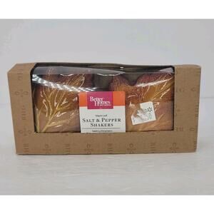 Better Homes & Gardens Maple Leaf Earthenware Salt & Pepper Shaker Set NIB